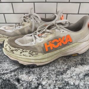 Hoka One One Beige and Orange Athletic Shoes